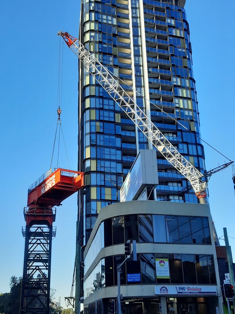 The limited space and tight access proved a challenge for Marr’s construction team and rigging crew.